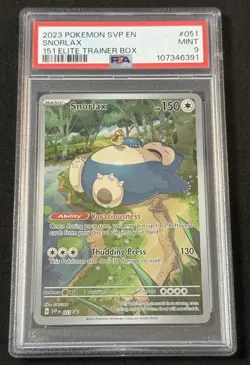 PSA 9 Snorlax ETB SVP 051 Black Star Pokemon Card 151 English Fast Ship - Image 1
