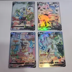 Lot of 4 Custom holo Eevee V Pokemon Trading Card sleeved & top loaded CUSTOM - Image 2