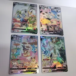 Lot of 4 Custom holo Eevee V Pokemon Trading Card sleeved & top loaded CUSTOM - Image 4