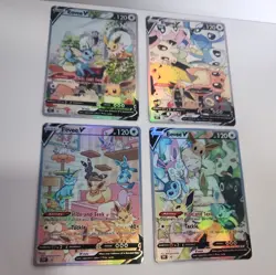 Lot of 4 Custom holo Eevee V Pokemon Trading Card sleeved & top loaded CUSTOM - Image 5