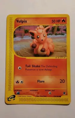 (GD) Vulpix 136/165 2002 Expedition Base Set Pokemon Card Yuka Morii Artwork - Image 1