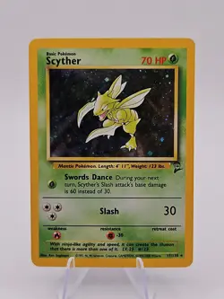 Scyther 2000 Pokemon Base Set 2 Unlimited Card Rare Holo 17/130 - LP - Image 1