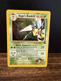 Pokemon TCG Koga's Beedrill Gym Challenge Holo Rare Card 9/132 NM - Image 1