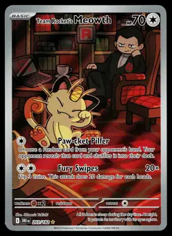 Pokemon Card - Team Rocket's Meowth Destined Rivals 203/182 Illustration Rare - Image 1