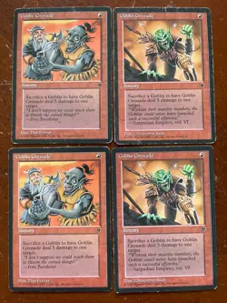MTG Magic the Gathering Fallen Empires Gobline Grenade playset x 4 M/H play - Image 1