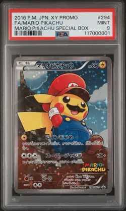 PSA 9 Mario Poncho Pikachu Full Art Holo 294/XY-P Promo Pokemon Card - Image 1