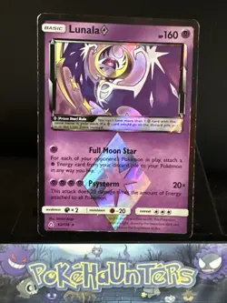 Pokemon Card Lunala 62/156 Prism Ultra Prism Prism Star Holo Rare Played - Image 1