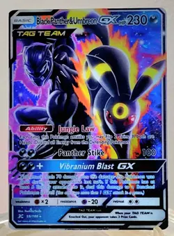 Pokemon Black Panther Umbreon GX Marvel Doujin ACG DIY Art Custom Card Holo - Image 1