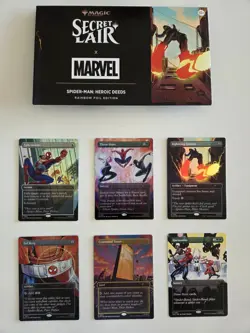MTG Secret Lair Spider-Man: Heroic Deeds Rainbow Foil - All Cards + Bonus Card - Image 1