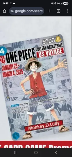PreSale One Piece Monkey.D.Luffy US College Basketball Promo Card - Image 1