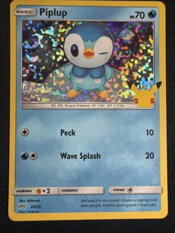 Pokemon TCG 25th Anniversary McDonalds Promo Card - Piplup 20/25 Holo 2021 - Image 1