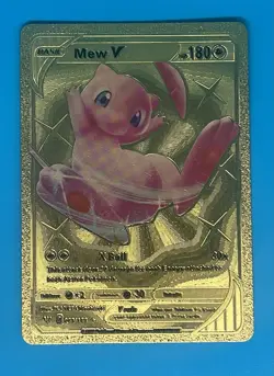 Pokemon Mew V 180hp Gold Foil Fan Art Collector Card - Image 1