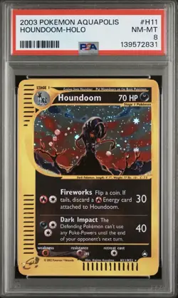 PSA 8 *NEW CERT* 2003 POKEMON AQUAPOLIS #H11 HOUNDOOM-HOLO - Image 1
