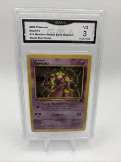 2000 Pokemon Black Star Promo Mewtwo 14 GMA 3 VG - Image 1