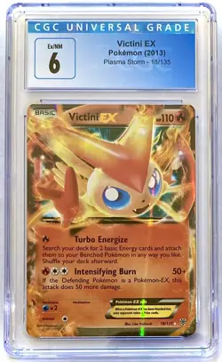 CGC 6 Ex/Near Mint Pokemon TCG Victini EX 18/135 2013 Plasma Storm Holo Rare - Image 1
