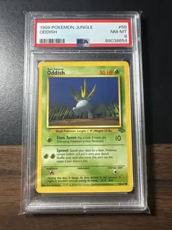 1999 Pokemon Jungle Unlimited Oddish #58 PSA 8 NM MT - Image 1