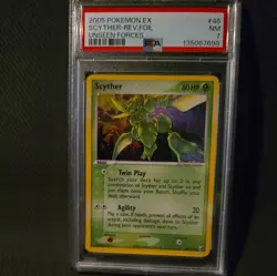 2005 Pokemon Ex Unseen Forces #46 Scyther-Rev.Foil Unseen Forces PSA 7 - Image 1