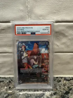 2025 ONE PIECE PROMOS PSA MAGAZINE EXCLUSIVE #001 SHANKS PSA 10 - Image 1