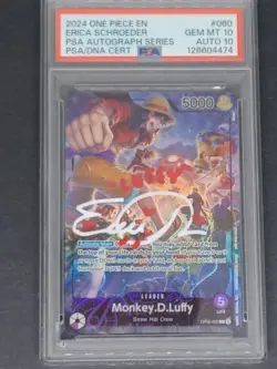 POP 17 2024 One Piece PSA mag OP05-060 Luffy psa 10 auto 10 Erica Schroeder - Image 1