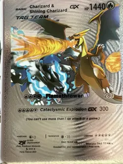 Charizard Shining Charizard Tag Team Silver foil Fan Art 🖼 Hp720 card NM - Image 1