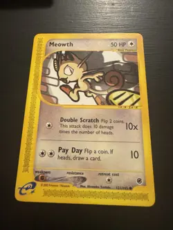 Meowth Regular Rare 121/165 E-Card Expedition Base Set - NM Eng Vintage Pokemon - Image 1