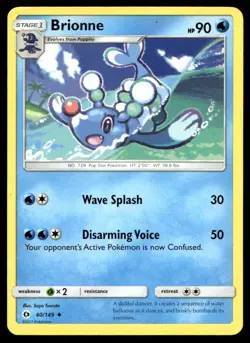 Brionne 40/149 Pokemon Card Sun & Moon Uncommon 90 HP Lightly Played W20 - Image 1