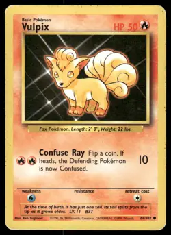 Pokemon Cards Vulpix 68/102 UNLIMITED Base Set WOTC Common MP - Image 1