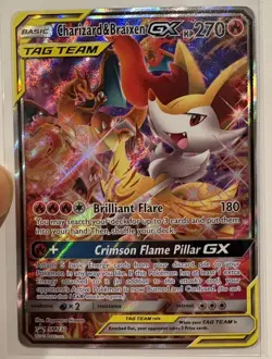 Charizard & Braixen GX SM230 TAG TEAM Black Star Sun & Moon Promo Pokemon TCG NM - Image 1