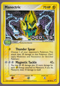 Manectric 38/107 Deoxys Stamped Stamp Reverse Holo Pokemon TCG Card 2005 LP - Image 1