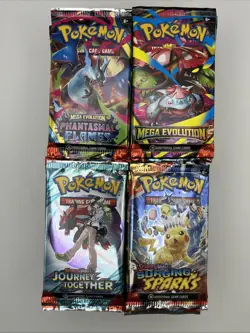 Opened Pokemon Pack Lot of 110+ Phantasmal Flames Mega Evolution Journey Surging - Image 1