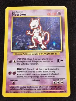 Pokemon TCG Mewtwo Base Set 10/102 Holo 1999-2000 Wizards Base Set Copyright... - Image 1