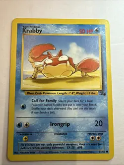 Pokemon TCG - KRABBY - 51/62 - UNLIMITED - FOSSIL 1999 - VINTAGE - WOTC - LP/NM - Image 1