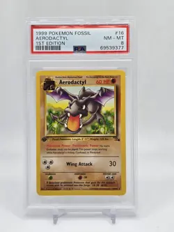 1999 Pokemon Aerodactyl 16/62 - PSA 8 1st Edition Fossil - Image 1
