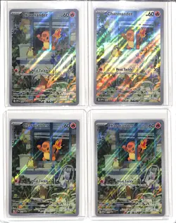 (4) Lot 2023 Pokemon Obsidian Flames Charmander Black Star Promo Full Art #044 - Image 1