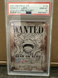 WANTED Alt Art Monkey D. Luffy One Piece OP09 Emperors/New World Japanese PSA 10 - Image 1