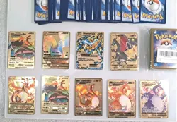(Lot Of 100) Pokemon TCG Japanese Cards | 10 Charizard Gold Metal VMax Fan Art - Image 2