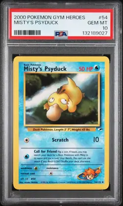 PSA 10 - Misty's Psyduck - #54 - Gym Heroes - Pokemon Card Game - Image 1