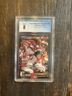 CGC 8 Team Magma's Groudon EX 2015 Double Crisis 15/34 Holo Pokemon Card - Image 1