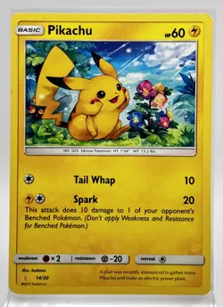 Pikachu 14/30 Pokemon Card 2017 Lycanroc & Alolan Raichu Trainer Kit LP - Image 1