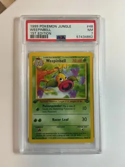 PSA 7 - 1999 Pokemon Card Weepinbell 1st Edition Jungle 48/64 WOTC - Image 1