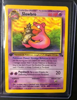 1st Edition Slowbro Non-Holo WOTC Pokemon Card 43/62 Fossil Set 1999 Wizards - Image 1