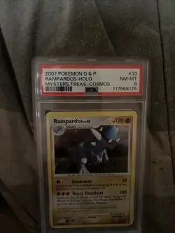 Pokemon 2007 Mysterious Treasures Rampardos Holo Card 33/123 PSA 8 - Image 1