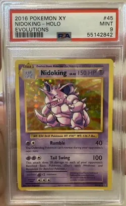 2016 Pokemon XY Evolutions Nidoking Holo #45 PSA 9 MINT - Vintage Style Card - Image 1