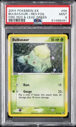 2004 POKEMON EX FIRE RED & LEAF GREEN #55 BULBASAUR-REVERSE FOIL PSA 9 - Image 1