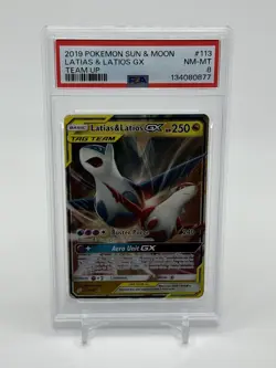 PSA 9 Latias & Latios GX #113 2019 Pokemon Sun & Moon SM Team Up MINT - Image 1