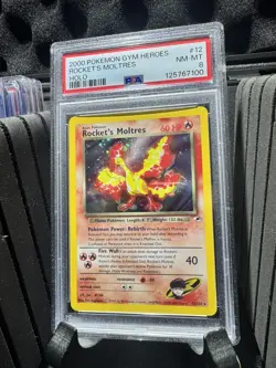 2000 POKEMON GYM HEROES HOLO #12 ROCKET'S MOLTRES PSA 8 - Image 5