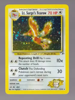 Lt. Surge's Fearow 007/132 Gym Heroes Holo Pokemon TCG WOTC Vintage Swirl LP - Image 1