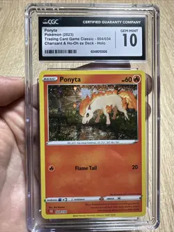 CGC Gem Mint 10 Ponyta 004/034 TCG Classic Collection Holo Pokemon - Image 1