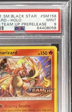 2019 POKEMON SM BLACK STAR PROMO TEAM UP PRERELEASE #SM158 CHARIZARD-HOLO PSA 9 - Image 2