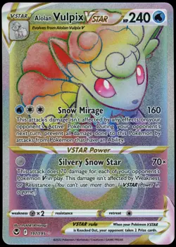 Alolan Vulpix VSTAR 197/195 Rainbow Rare Silver Tempest Pokemon TCG Near - Mint - Image 1